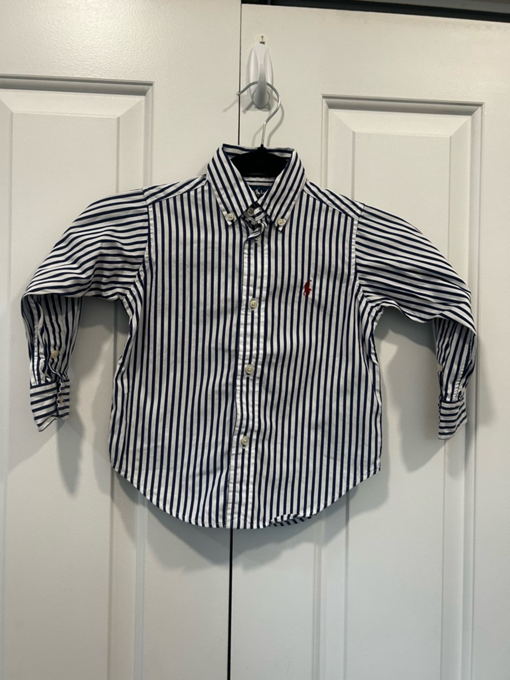 Ralph Lauren Toddler Button Down Shirt 2T Blue White Striped Classic Polo